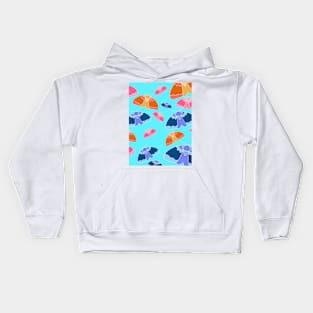 Blue Kawaii moths Kids Hoodie